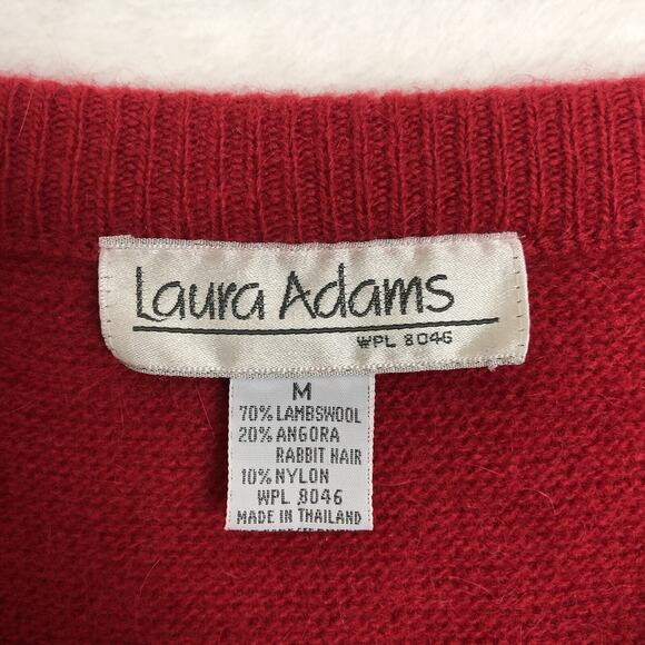 VTG Lambswool Angora Rabbit Knit Midi Sweater Skirt Women's M Red‎ Fuzzy Elastic - Picture 3 of 9